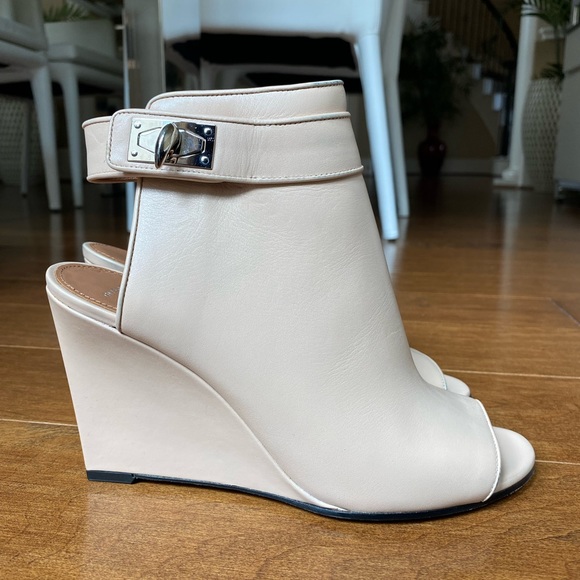NEW Givenchy Shark Lock Open Toe Wedge Ankle Booties - Picture 10 of 15